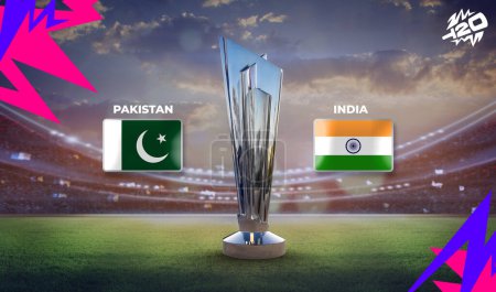 May 2024: India vs Pakistan 2024 world cup 3d rendering illustration.