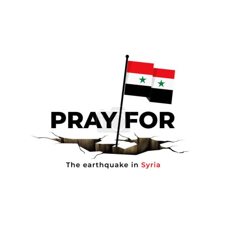 Ilustración de Rezar por Siria diseño de póster. terremoto golpeó a dos países. - Imagen libre de derechos