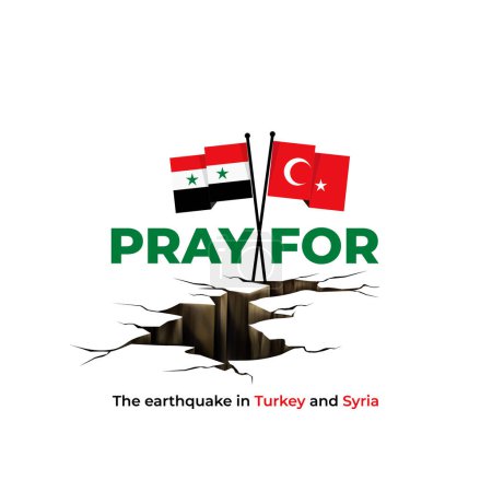 Téléchargez les illustrations : Prier pour la Turquie et la Syrie poster design. tremblement de terre frappé deux pays. illustration vectorielle. - en licence libre de droit
