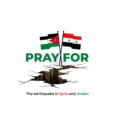 Ilustración de Rezar por Palestina y Siria diseño de póster. terremoto golpeó a dos países. ilustración vectorial - Imagen libre de derechos