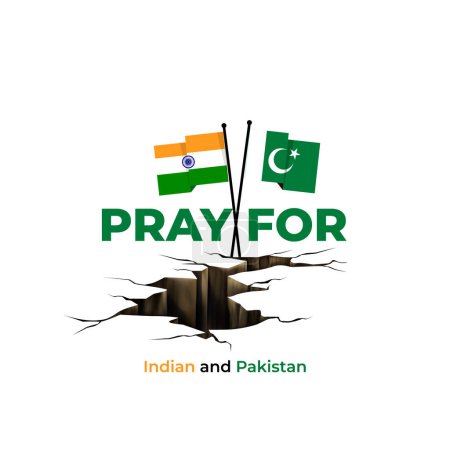 Téléchargez les illustrations : Prier pour l'Inde et le Pakistan poster design. frappé deux pays Illustration vectorielle. - en licence libre de droit