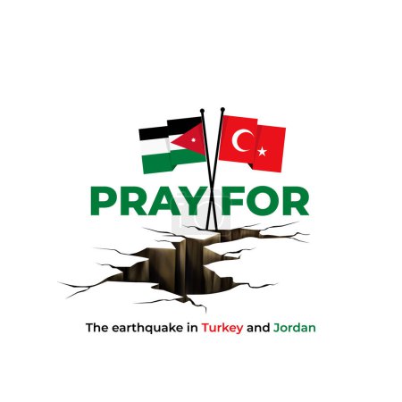 Ilustración de Rezar por Turquía y Jordania diseño de póster. terremoto golpeó a dos países. - Imagen libre de derechos