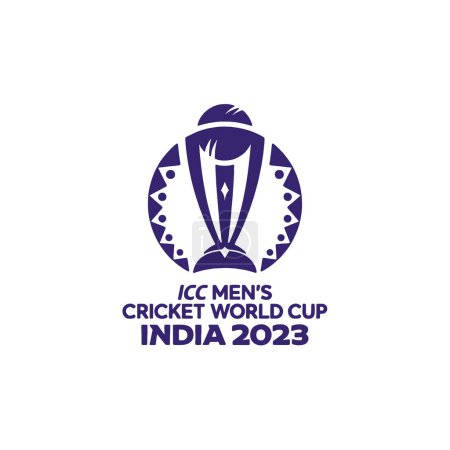 Téléchargez les illustrations : Illustration vectorielle du logo de la Coupe du monde de cricket ICC 2023 fuchsia et bleu. - en licence libre de droit