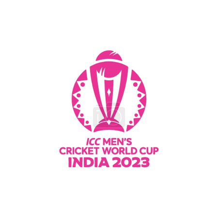 Ilustración de El 2023 ICC Cricket World Cup logo fucsia y vector de color azul ilustración. - Imagen libre de derechos