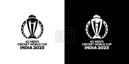 Ilustración de Karachi, Pakistan-April 4, 2023: Vector logo of the ICC Mens Cricket World Cup 2023 in India vector illustration. - Imagen libre de derechos
