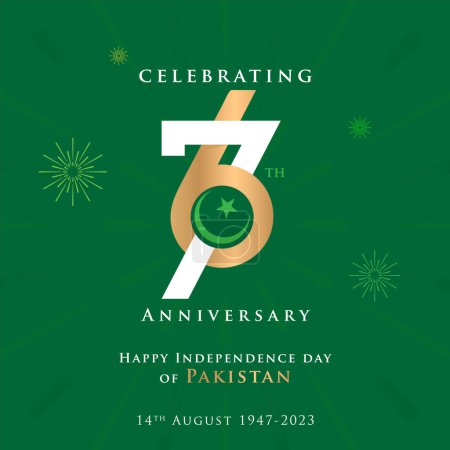 Illustration for 14 august happy independence day Pakistan white background vector illustration. - Royalty Free Image