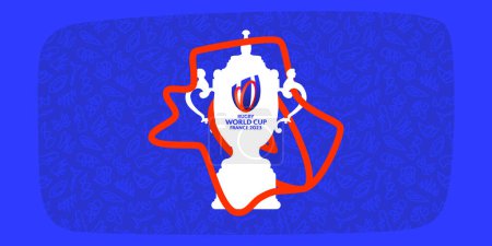 Téléchargez les photos : Karachi, Pakistan 20 mars 2023, Identité de la marque de la Coupe du monde de rugby 2023 France, Modèles de marque, Illustration vectorielle. - en image libre de droit