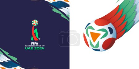 Illustration pour Karachi, Pakistan - Octobre 23, 2023 : Logo vectoriel de la Coupe du monde de football de plage de la FIFA EAU 2024 illustration vectorielle. - image libre de droit
