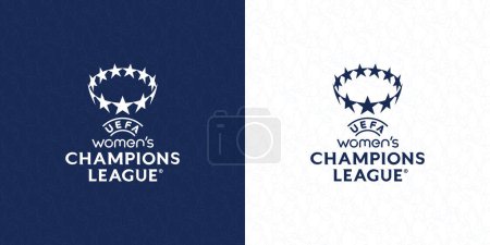 Pakistán, Karachi. 13, 2023, UEFA Liga de Campeones Femenino 2024 logo e icono vector ilustración