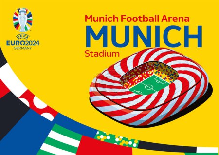 Karachi, Pakistán-25 de diciembre de 2023: Identidad de marca del Campeonato Europeo de Fútbol 2024 en Alemania vector ilustración.