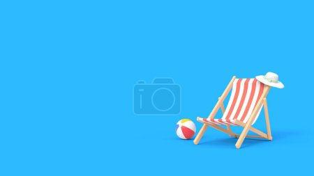 Foto de Banner de venta de verano. silla de playa con sombrero. concepto de vacaciones. Ilustración 3D - Imagen libre de derechos