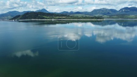 Photo for Aerial view of Liptovska Mara reservoir in Slovakia. Water surface - Royalty Free Image