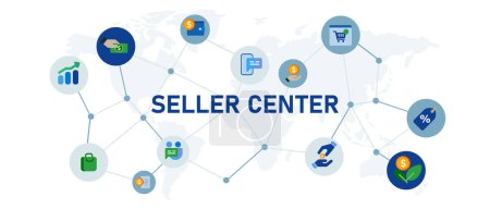 Illustration for Seller center merchant centre for online ecommerce icon set collection concept vector - Royalty Free Image
