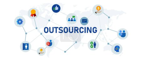 Outsourcing service team ouside company organization vector illustration