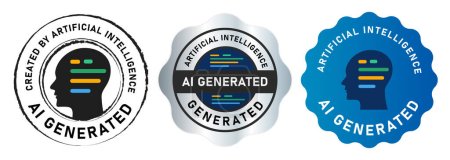 AI Generated emblem stamp label badge of artificial intelligence tag head line of code vector