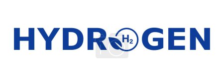 Téléchargez les illustrations : Hydrogène H2 énergie alternative symbole bleu vecteur de texte - en licence libre de droit