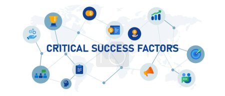 Illustration for Critical success factors progress strategy marketing finance statistics analysis information management target to become success vector - Royalty Free Image
