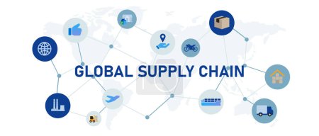 Ilustración de Global supply chain internacional mundial envío suministro comercio producto distribuir comercio negocio economía vector - Imagen libre de derechos