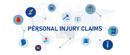 Illustration for Personal injury claims judgement litigation crime case accident compensation insurance personal finance medicine healthcare vector - Royalty Free Image