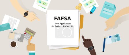 fafsa kostenlose Anwendung für föderale Studentenhilfe Hilfe Zahlung Finanzdienst Schule College Wissen Bildung Regierung Politik Vektor