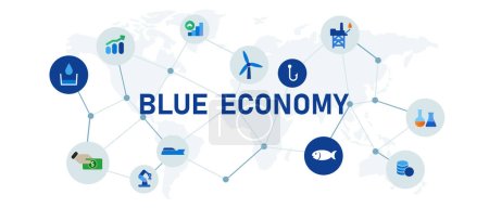 Ilustración de Concepto de economía azul del aspecto marítimo marino sostenible icono del sector ecológico global responsable vector - Imagen libre de derechos
