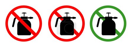 Illustration for No pesticides pest spray harmful chemicals sprayer fungicide herbicide emblem label sticker vector - Royalty Free Image