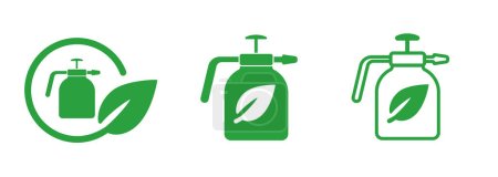 Illustration for Bio pesticides pest spray harmful eco green natural chemicals sprayer fungicide herbicide icon vector - Royalty Free Image