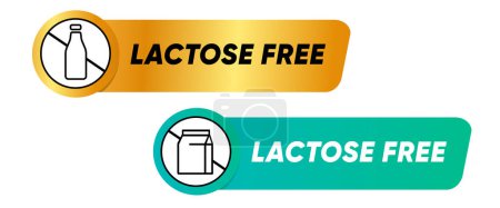 Illustration for Lactose free label stamp sticker emblem badge gold and green no milk vector - Royalty Free Image