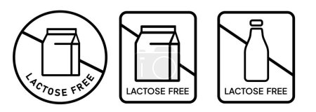 Ilustración de Signo libre de lactosa emblema sello sello símbolo blanco y negro intolerancia a la leche vector - Imagen libre de derechos