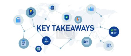 Key takeaways summary resume conclusion concept banner header connected icon set symbol illustration vector