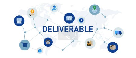 Illustration for Deliverable result delivery concept banner header connected icon set symbol illustration vector - Royalty Free Image