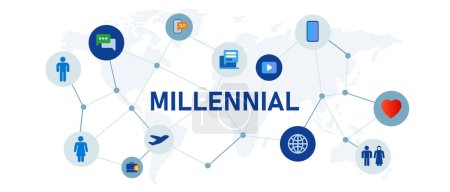 Illustration for Millennial people with modern lifestyle have smartphone technology social communication youth culture vector - Royalty Free Image