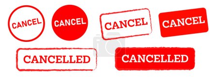 Illustration for Cancelled stamp label sticker circle and square sign annulment rejected ban symbol vector - Royalty Free Image