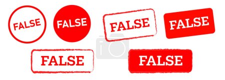 Ilustración de Falso círculo y forma cuadrada sello rojo etiqueta falsa errónea incorrecta no está de acuerdo vector signo de falsedad - Imagen libre de derechos
