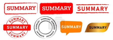 Text summary synopsis summarizing rubber stamp speech bubble label sticker for test examine summarizing vector
