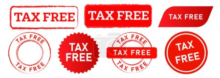 Illustration for Tax free rectangle and circle stamp label sticker sign information costless untaxed vector - Royalty Free Image