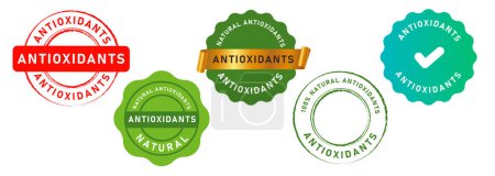 Ilustración de Antioxidantes círculo sello sello emblema etiqueta etiqueta etiqueta signo natural vector químico - Imagen libre de derechos