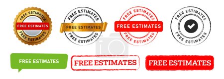 free estimates rectangle circle stamp and gold seal badge sign mark product marketing vector