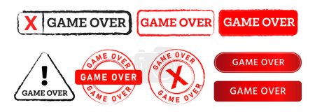Photo for Game over rectangle triangle circle stamp and button sign defeat failure gamer vector - Royalty Free Image