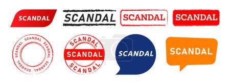 scandal rectangle circle stamp and speech bubble label sticker sign gossip rumor vector