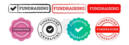 Fundraising-Stempel und Siegel Etikett Aufkleber Zeichen für wohltätige Spenden Unterstützung Vektor
