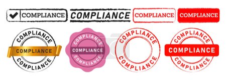 Illustration for Compliance rectangle circle stamp seal badge label sticker sign for compliant regulation vector - Royalty Free Image