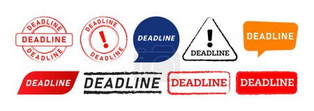 Photo for Deadline rectangle circle stamp and speech bubble label sticker sign for warning time limit vector - Royalty Free Image
