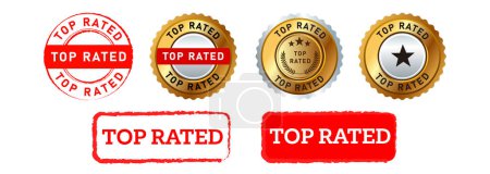Photo for Top rated rectangle circle stamp and seal badge label sticker sign for achievement best rating vector - Royalty Free Image