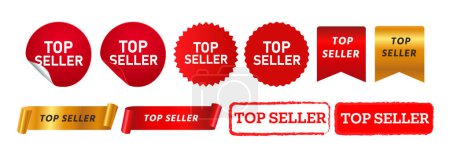 Photo for Top seller stamp label sticker and ribbon sign for best product business marketing vector - Royalty Free Image