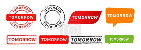 Photo for Tomorrow rectangle circle stamp and speech bubble sign for reminder next day vector - Royalty Free Image