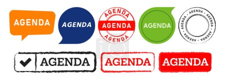 Photo for Agenda rectangle circle stamp and speech bubble sign for schedule timetable vector - Royalty Free Image
