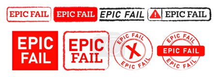 epic fail rectangle square and circle red stamp label sticker seal badge concept vector
