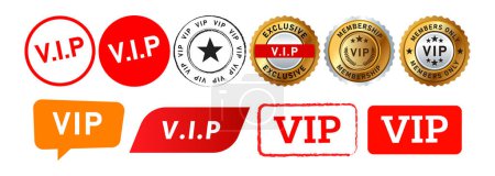 Photo for Vip stamp speech bubble and seal badge labels ticker sign for exclusive premium membership vector - Royalty Free Image