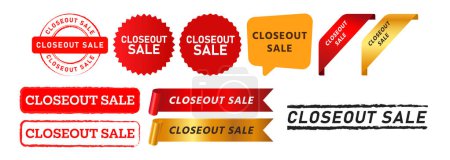 Photo for Closeout sale stamp speech bubble and ribbon label sign for business marketing vector - Royalty Free Image